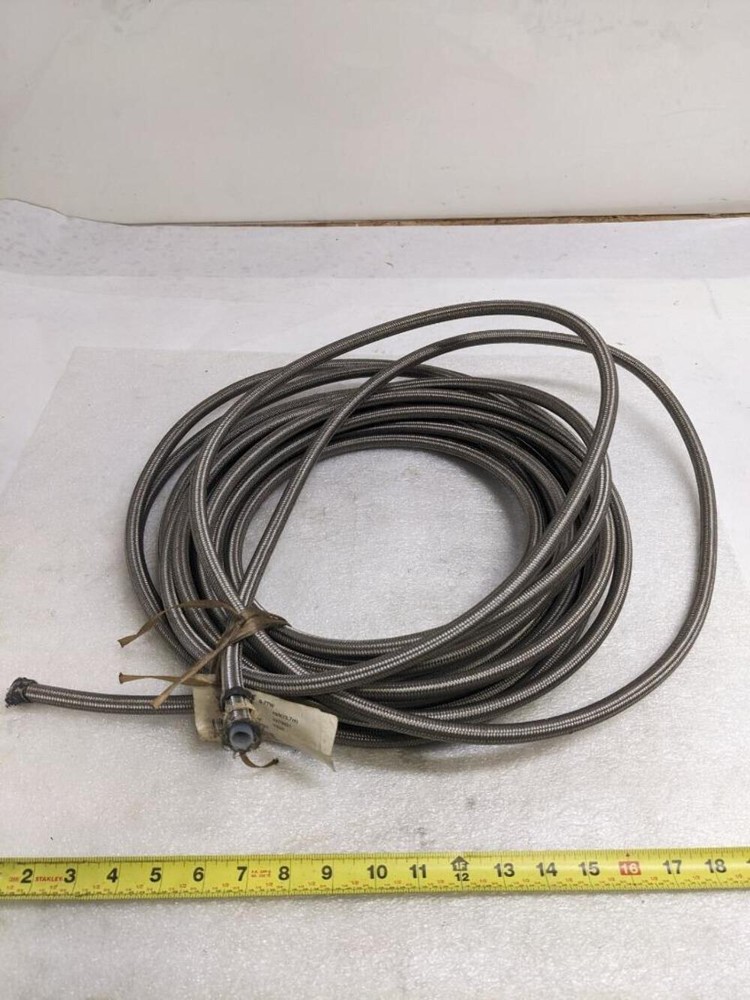 AEROQUIP S-7TW SS BRAIDED HOSE 45′ OAL 1/2″ OD 3/8″ ID TEFLON NEW R5TA