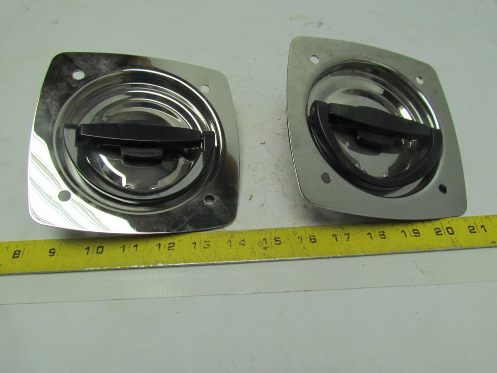 Eberhard 2 Point D-Ring Door Handle SS W/Black Handle Right Hand Lot of 2