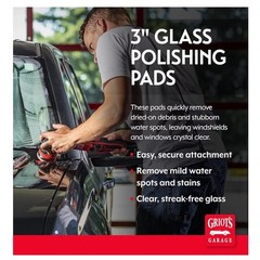 Griot’s Garage 3” Glass Polishing Pads, Buffing Discs for Car Windows, Win