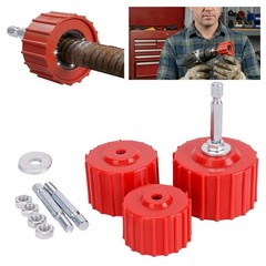 3x Copper Pipe Cleaner Drill Set 1/2″ 3/4″ 1″ Metal Plumbing Tube Brush Kit Tool