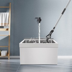 Mop Sink Stainless Steel Sink Commercial Wall-mounted Rectangular Sink w/ Drain