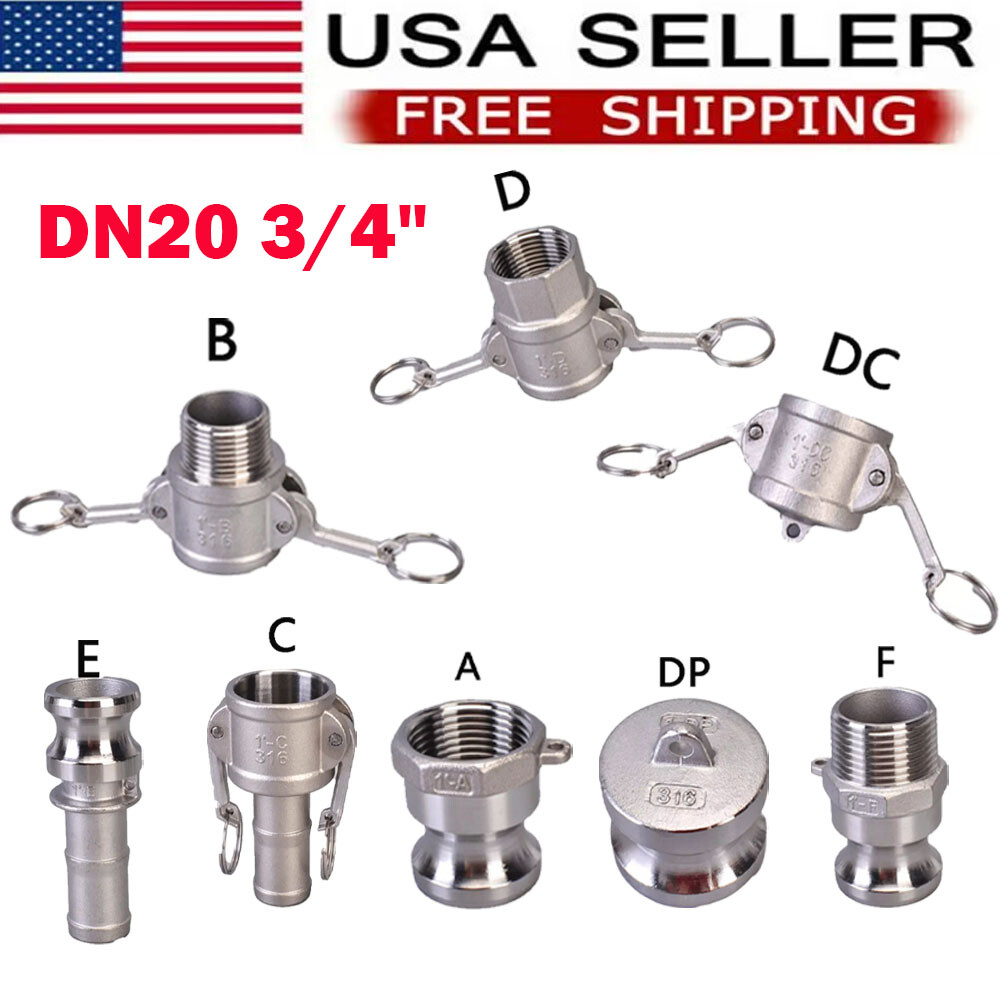3/4″ DN20 304 Stainless Steel DN15 Homebrew Camlock Fitting Hose Adapter HOT