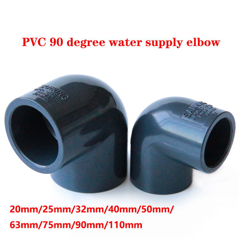 90° Degree Elbow Connectors 20mm-110mm PVC Water Supply Pipe Fittings Dark Grey