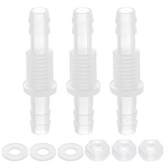 3Pcs Hose Barb Fitting, 1/4″ x 1/4″ Adapter Union with M10 Nut and Washer