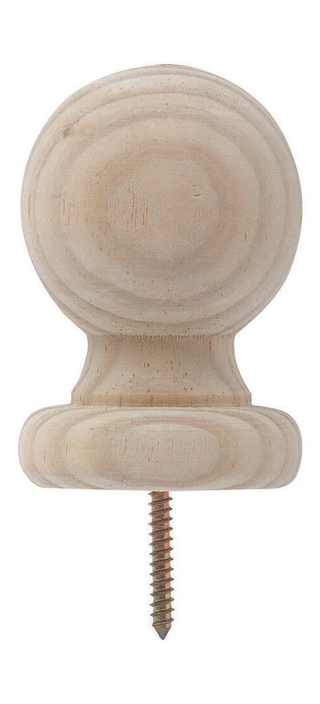 Waddell 212 Post Top, 2-3/4 in Dia, 4 in H, Small Ball, Pine Prefinished
