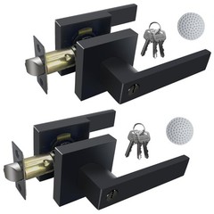 2 Pack Matte Black Door Handle Heavy Duty, Keyed Alike Entry Door Lever, Door…