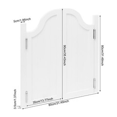 Pine Wood 2-Panel Partition Door White 80 × 90 cm 180° Hinges