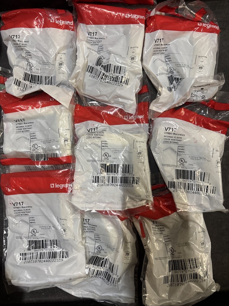 9 Pack. Wiremold 700 Series Inside Internal Elbow Fitting V717 Ivory
