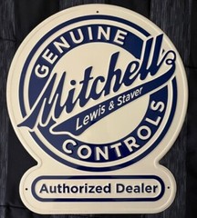 MITCHELL LEWIS & STAVER-PUMPING EQUIPMENT-EMBOSSED METAL SIGN-18X15+INCHES – NEW