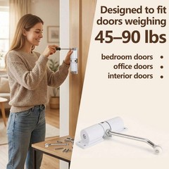 Automatic Door Closer, Stainless Steel Safety Spring Door Closer Adjustable