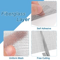 20Pcs 2 Styles Fiberglass Window Screen Repair Kit, Grey