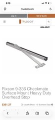 Rixson Checkmate 9-336 Surface Mount Heavy Duty Overhead Stop Silver