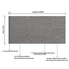 Leaveshade Dump Truck Mesh Tarp 8’X16′-Tentproinc Heavy Duty Cover with 6” P…