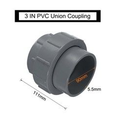 uxcell 3″ Union PVC Coupling Pipe Fitting (Socket x Socket) 3 Inch, Gray