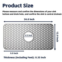 TwinnekYR Silicone Sink Mat, 24.6”x 12.9” Kitchen 24.6” x 12.9”, Gray