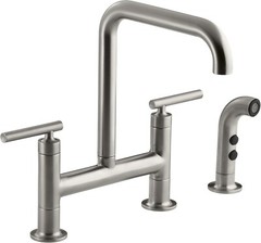Kohler Purist 1.5 GPM Widespread Bridge Kitchen – K-7548-4-VS -VIBRANT STAINLESS