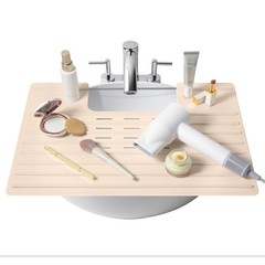 Maplefield Bathroom Sink Cover for Counter Space, Heat Resistant Large, Beige