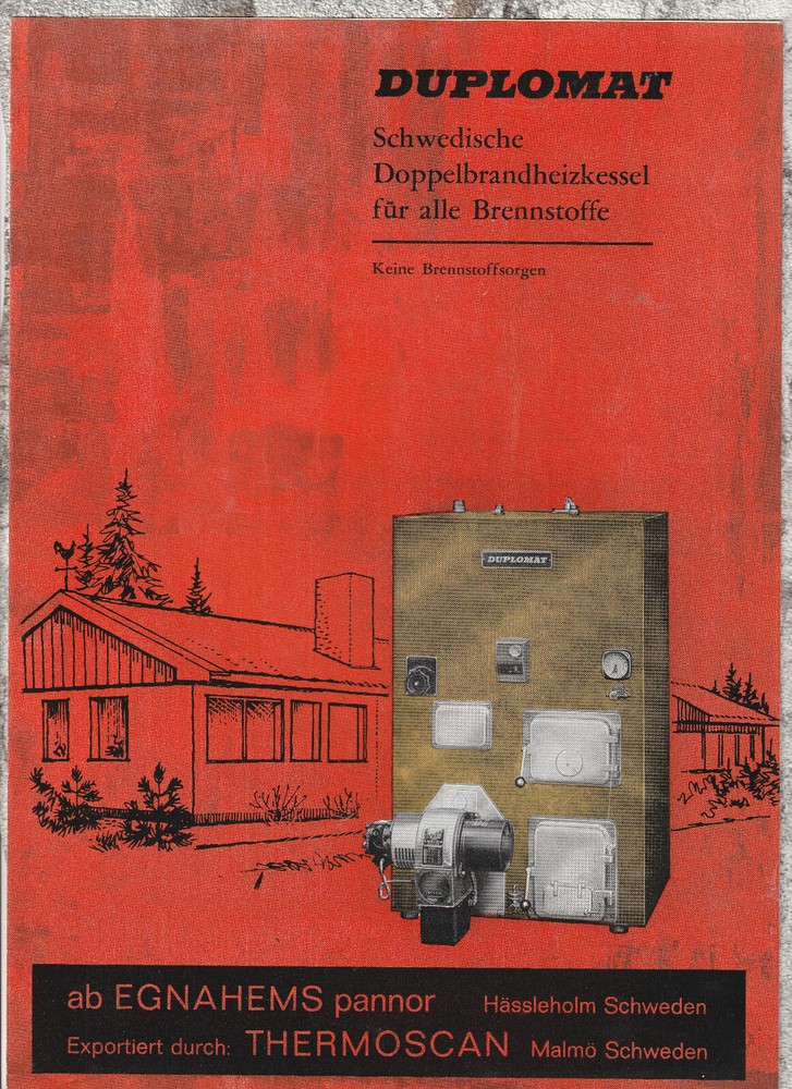 Duplomat Boiler Sweden * Brochure Double Combustion Boiler * 1965