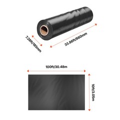 6Mil Plastic Sheeting Roll 10 x 100 FT Heavy Duty Film Black & White
