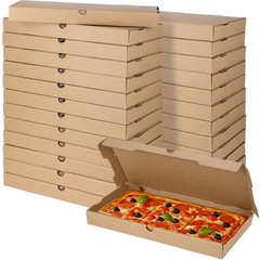 50 Pcs Pizza Boxes 14 x 7 x 1.5 Inch Kraft Flatbread Box Corrugated Rectangul…