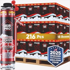 Mega Spray Foam Insulation 216 Pcs (18 Boxes x 12 Pcs) Expanding Sealant, Closed