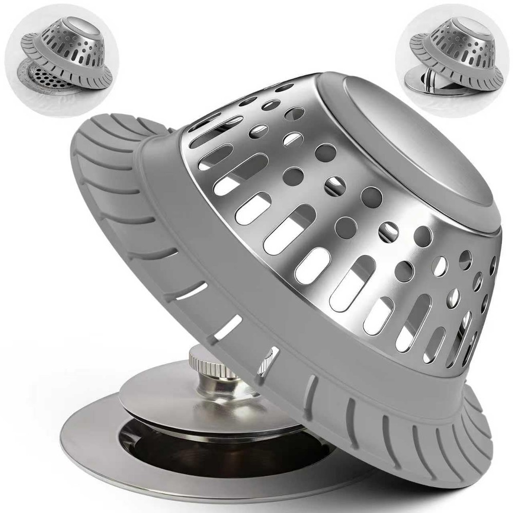 zaa Drain Hair Catcher – Bathtub Cover, Stopper for Silver Gray