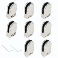 8/16Pcs Semicircle Glass Clamps 304 Stainless Steel 55x33x18mm for Balustrade
