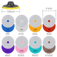 4″ Diamond Polishing Pad WetDry 50-6000 Grit Granite Concrete Marble Polishing