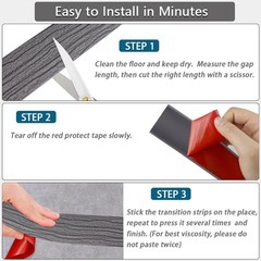 Floor Transition Strip 2″ Self Adhesive Flat Vinyl 5cm, 10FT, Deep Grey