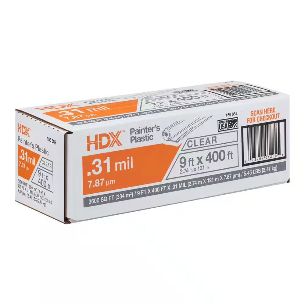 9 Ft. X 400 Ft. 0.31 Mil High Density Plastic Painters