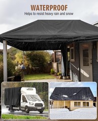 HIRALIY 20 Mil Heavy Duty Waterproof Tarp, 12x15ft Black Tarpaulin with Reinf…