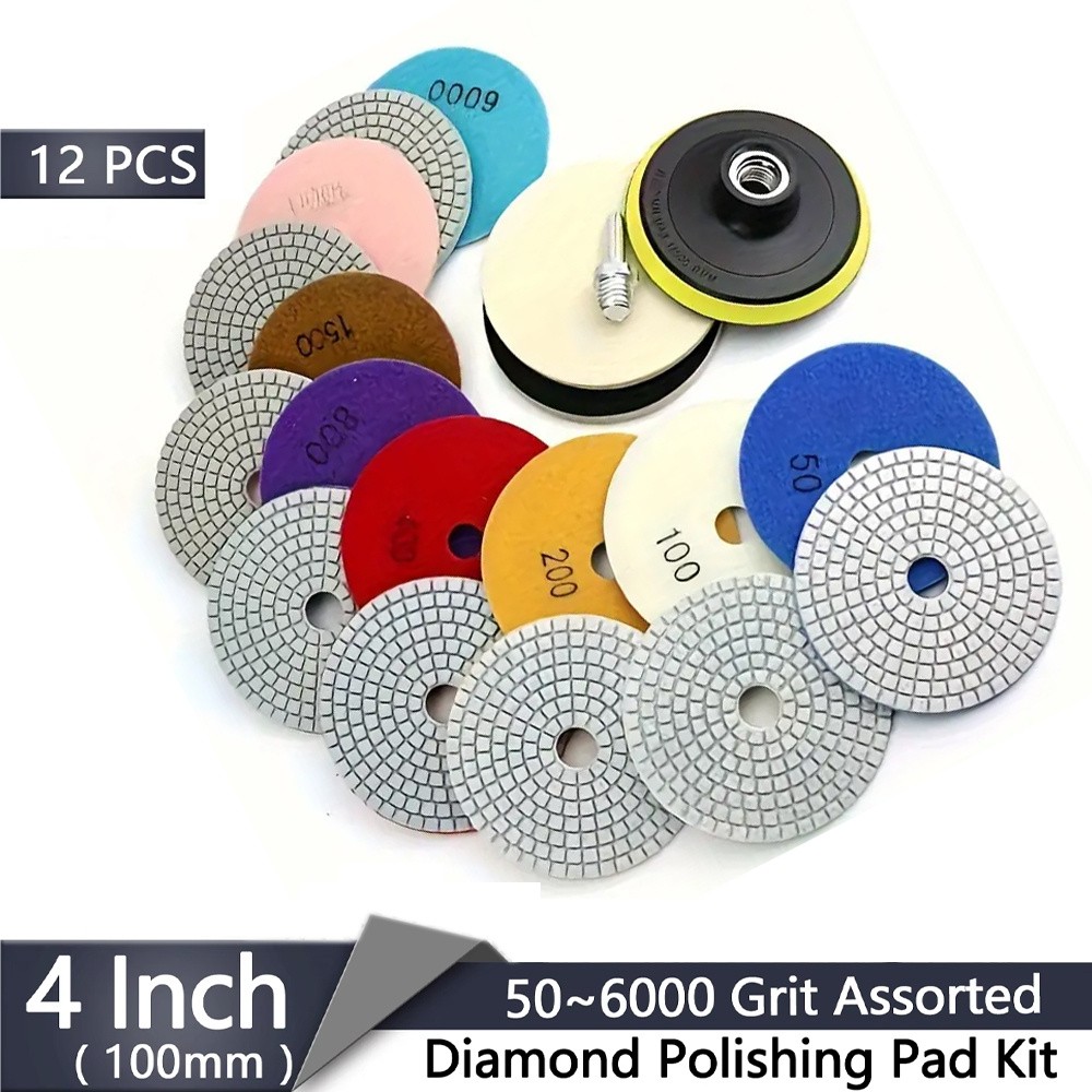 4 Inch Wet Dry Diamond Polishing Sanding Pads Discs Concrete Granite Glass Stone