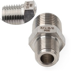 1pc 3/8″ BSPT Male to 1/2″ NPT Male 304 Stainless Hex Nipple Pipe Fitting