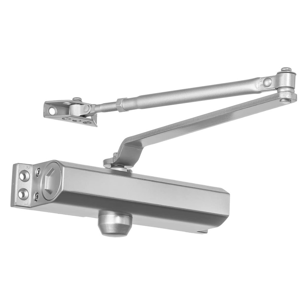 Commercial Door Closer Hydraulic Self Closing Spring Size 4 Surface Mount Silver
