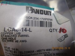 Panduit LCA8-14-L Copper Lug 8Awg .25″ Stud Wdw QTY 10