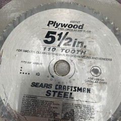 Craftsman Circular Saw Blade 5/8″ Plywood Arbor 32147 110T Vintage Made In USA