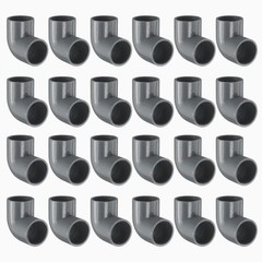 24 Pcs 3/4 Inch 90 Degree Elbow Pipe Fittings 2 Way, Grey