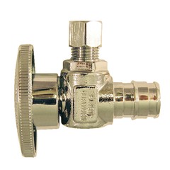 Angle Stop Valve, 1/2 x 1/4 in Connection, PEX x Compression, 200 psi Pressure,