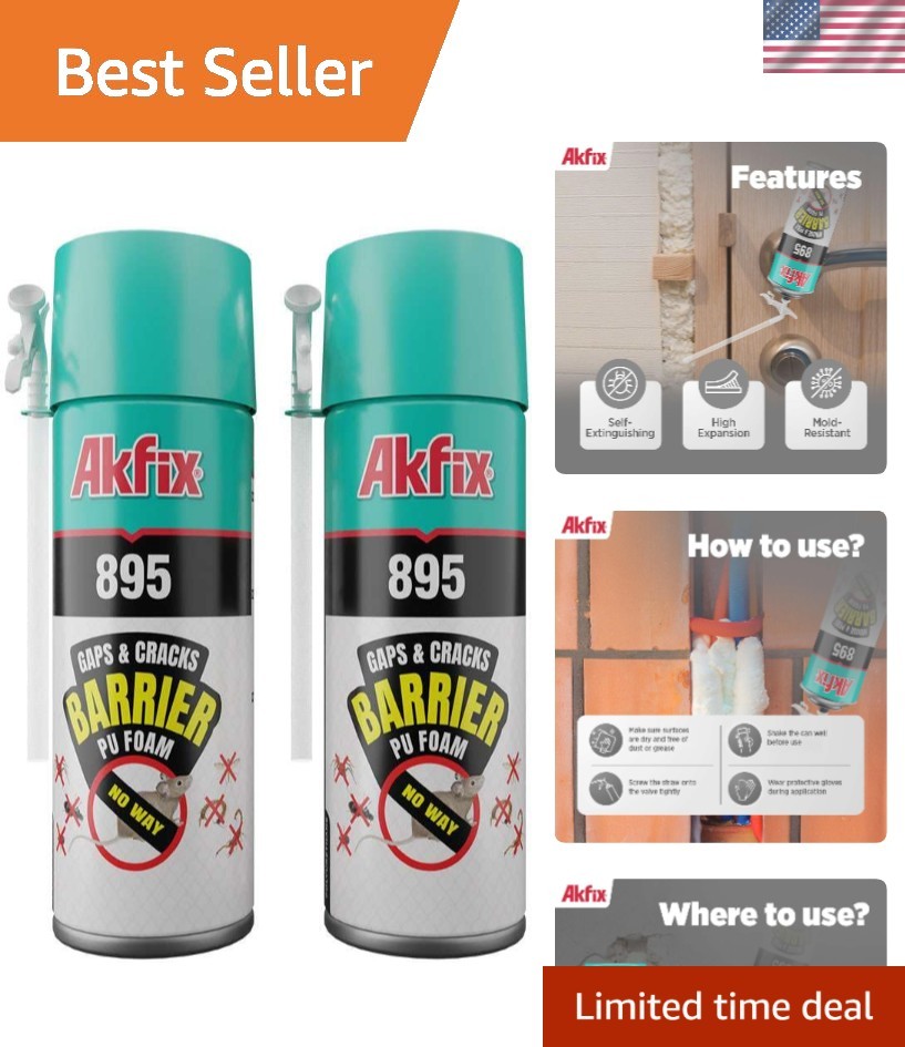 High-Density Expanding Foam Spray (12oz, 2-Pack) – Seal Gaps & Cracks Securely