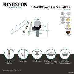 Kingston Brass KBP1009 1-1/4″ Brass Pop-Up Drain Assembly Brushed Nickel/Brass
