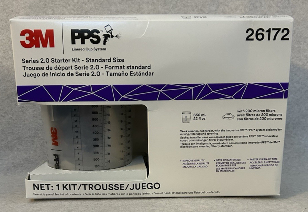 3M PPS Series 2.0 Paint Spray Gun 26172 Starter Kit Standard Size 22 oz 650 ml