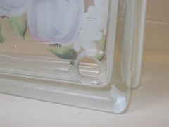 Hand Painted Glass Block 7.75” Decorative Wall Insert Backlit Ready Apple Design