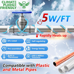 5JHSF 9Ft Advanced Water Pipe Heat Tape for Superior Pipe Freeze Protection, Sel