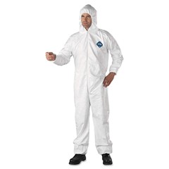 DuPont TY127S3XL Tyvek Elastic-Cuff Hooded Coveralls, HD Polyethylene, White,…