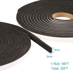 2 Rolls Foam Seal Tape for Door Window 3/8″W x 3/16″T x 32FT, Black