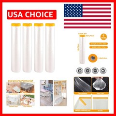 4 Rolls of 8.8 x 65 Feet Clear Painters Plastic Sheeting – Dust & Water Resis…