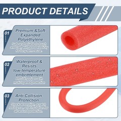 2pcs 1/3″ ID 3.3FT Pipe Insulation Foam Tube 0.63″ OD Tubing Cover Red
