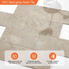 OYASIMI 10 Sheet Stone Beige Peel and Stick Backsplash, 12’’Luxury Ceramic Look
