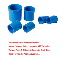 1″ Blue PVC Imperial BSP Threaded Pressure Pipe Fittings Ponds Pools Aquarium