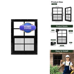 1 Pack Black Windows 18″ x 23″ Flush Mount Tempered Glass Fiberglass Screen